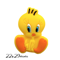 Perle Titi jaune en silicone alimentaire sans BPA 22x29mm