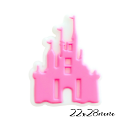 Perle château de princesse rose  en silicone alimentaire sans BPA 22x28mm