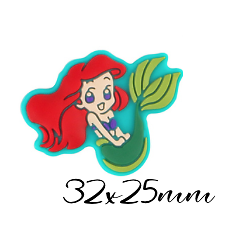 Perle Arielle la Petite Sirène multicolore en silicone sans BPA 32x25mm