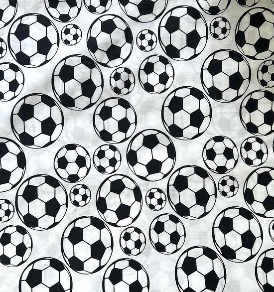Drap de maternelle en coton  - imprimé Ballon de football en noir et blanc - impression digitale