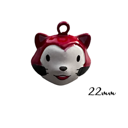 Grelot / clochette panda roux en métal peint 22mm