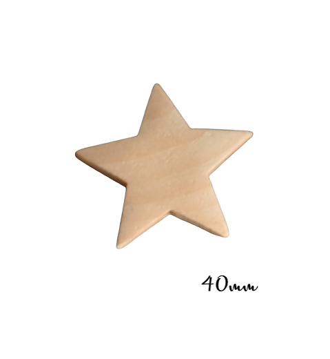 Perle étoile en bois non peint, non traité, non verni 40mm