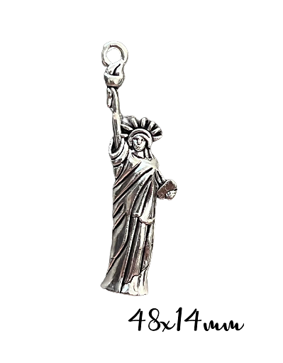 2 breloques Statue de la Liberté en métal argenté 48x14mm