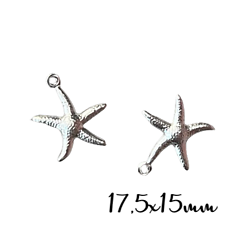 2 breloques étoile de mer en métal argenté 17,5x15mm