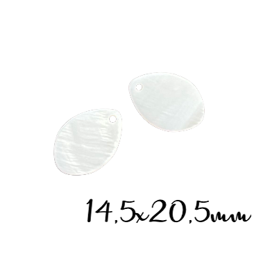 2 pastilles de nacre ovales 20,5x14,5mm