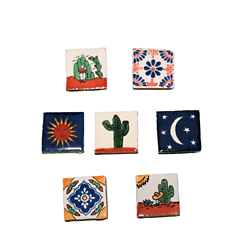 Aimant / magnet carré talavera mexicaine en céramique peinte à la main 3.5x3.5cm