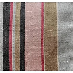 Tissu bayadère à larges blandes gris, rose, bleu clair et ocre, tissus d'ameublement 100% coton