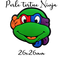 Perle Tortue Ninja en silicone alimentaire sans BPA 26x26mm