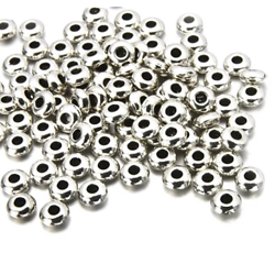 10 perles rondelles en métal argenté 4,5mm