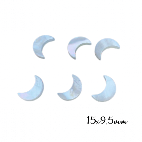 Perle lune en nacre blanche véritable 15x9,5mm