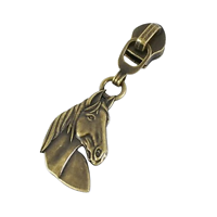 Curseur / tirette tête de cheval en métal couleur bronze pour zip #5