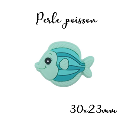 Perle petit poisson en silicone alimentaire sans BPA 30x23mm