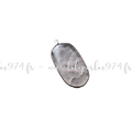Grand pendentif ovale en quartz rose clair et serti argenté 48x23mm
