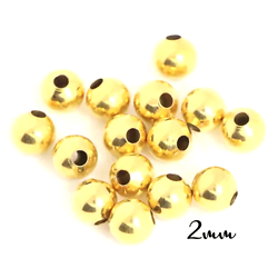 50 perles rondes en métal doré 2mm