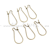 4 paires de crochets d'oreille dormeuses à fermer en métal couleur bronze 34x14mm