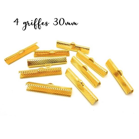 4 griffes/embouts pour bracelet manchette en métal doré 30mm