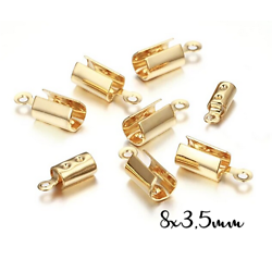 20 serre-fils cylindriques en métal doré 8x3,5mm