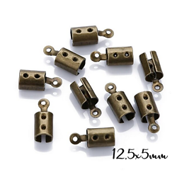 20 serre-fils cylindriques en métal couleur bronze 12,5x5mm
