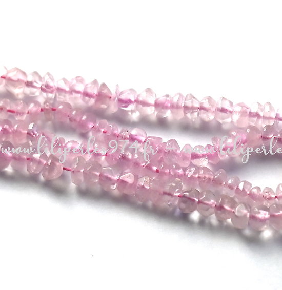 10 perles de quartz rose taillées 4/5mm