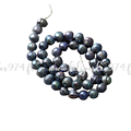 5 perles d'eau douce rondes bleu/gris nacré 9/10mm