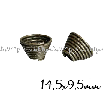 5 cônes en métal couleur bronze massif 14,5x9,5mm