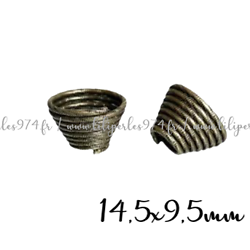 5 cônes en métal couleur bronze massif 14,5x9,5mm