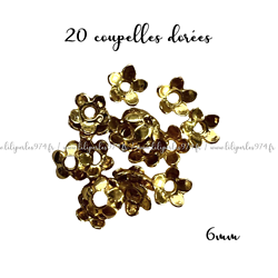 20 coupelles fleur en métal doré 6mm