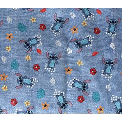 Drap de maternelle en coton  - imprimé Stitch et fleurs