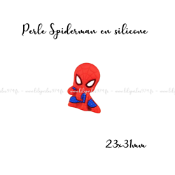 Perle Spiderman en silicone alimentaire sans BPA 31x23mm