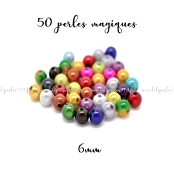 50 perles magiques multicolores 6mm - assortiment