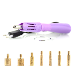 Applicateur électrique pour strass hotfix violet et 7 embouts en laiton