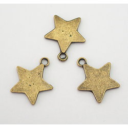 3 grandes breloques étoile en métal couleur bronze 19x17mm