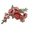 Grand appliqué fleurs rose/rouge/vert - 2 modèles au choix