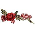 Grand appliqué fleurs rose/rouge/vert - 2 modèles au choix