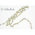 20cm de chaîne façon rosaire en perles de gemmes et fil d'or 14K