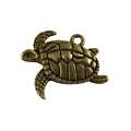 2 breloques tortue réaliste en métal argenté 21x18mm