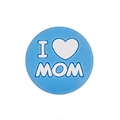 Perle ronde "I love Mom" en silicone alimentaire sans BPA 19x9mm