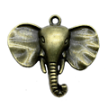 Grande breloque / pendentif tête d'éléphant en métal 40x44mm