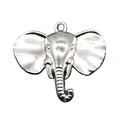 Grande breloque / pendentif tête d'éléphant en métal 40x44mm