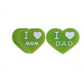 Perle coeur I love Mom / I love Dad en silicone alimentaire sans BPA 25x20x10mm