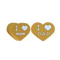 Perle coeur I love Mom / I love Dad en silicone alimentaire sans BPA 25x20x10mm