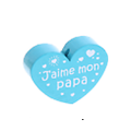 Perle coeur en bois peint sans solvant "J'aime mon Papa" 35x25mm