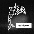 Grand pendentif / connecteur dauphin en acier inoxydable 45x32mm