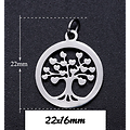Breloque médaillon arbre à petits coeurs en acier inoxydable 22x16mm
