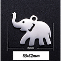 Breloque pendentif éléphant en acier inoxydable 18x12mm