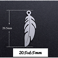 Breloque plume en acier inoxydable 20,5x6,5mm