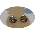 Boucles d'oreille clous illustration religieuse en métal couleur bronze et verre