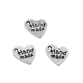 4 mini étiquettes coeur "handmade" en métal 8x8mm