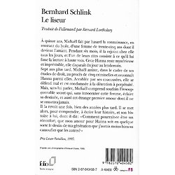 "Le liseur" Bernhard Schlink/ Bon état/ 2002/ Livre poche