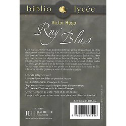 "Ruy Blas" Victor Hugo/ BiblioLycée Hachette/ Très bon état/ 2007/ Livre poche